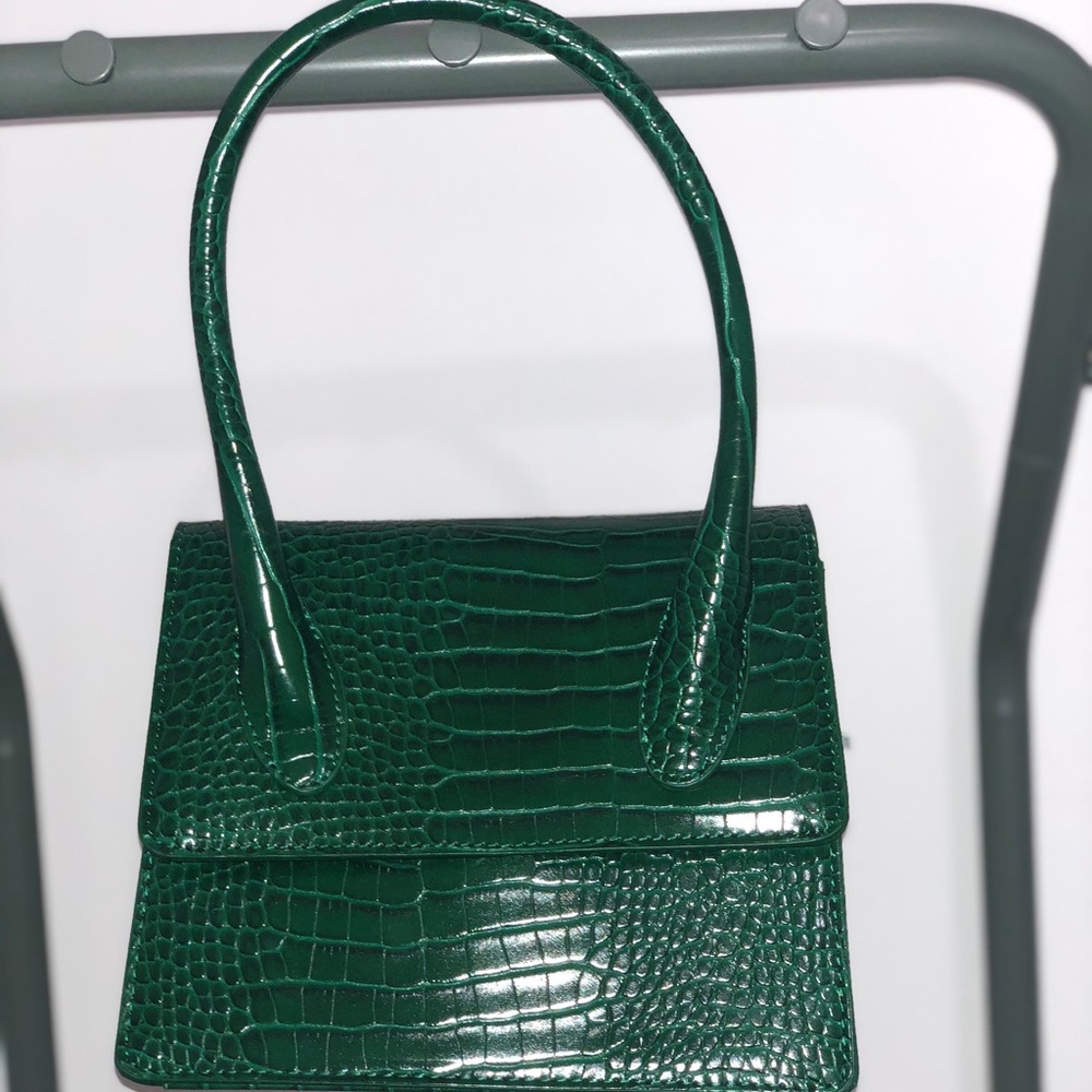 Green Faux Croc Mini Shopper Bag